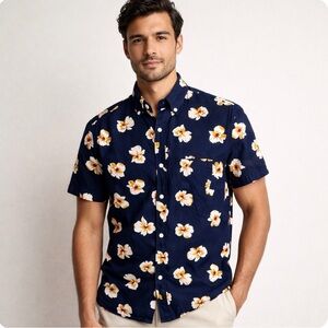 J.Crew Flex Washed Slim Fit Floral Button Down Shirt M Preppy Classic Old Money